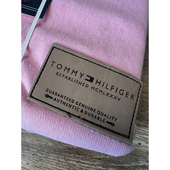 Vintage Tommy Hilfiger Pink Denim Jean Stitch Shower Curtain 100% Cotton 72”x72” - Picture 2 of 6